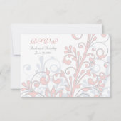 Blozend Roze, Grijs, Witte Abstracte Bloemen RSVP  (Achterkant)
