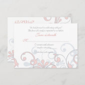 Blozend Roze, Grijs, Witte Abstracte Bloemen RSVP  (Voorkant / Achterkant)