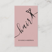 Blozend Roze Haar Script Stylist Schaar QR Code Visitekaartje (Voorkant)