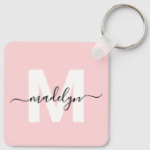 Blozend Roze Initiële Naam Monogram Sleutelhanger (Achterkant)