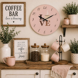 Blozend Roze Koffie Liefde Romantisch Grote Klok