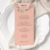 Blozend Roze Koper Aquarel Bloemige Chic Bruiloft Menu