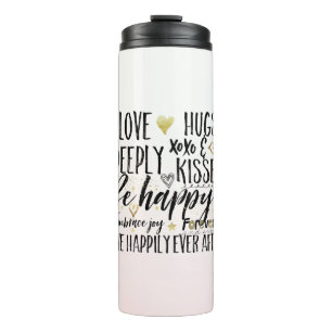 Blozend Roze Liefs Knuffels XOXO Kusjes Gelukkig H Thermosbeker