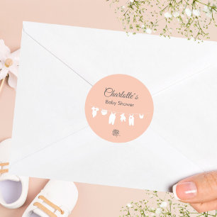 Blozend Roze Minimalistische Baby Meisje Showerfee Ronde Sticker