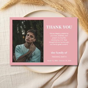 Blozend Roze Minimalistische Foto Rouw Condoleance Bedankkaart