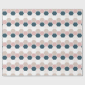 Blozend Roze Navy Blauwe Hexagoon Hex Cadeaupapier (Vlak)