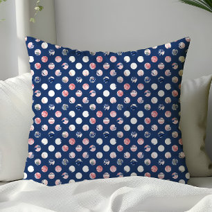 Blozend Roze Navy Blauwe Stippen Bloem Waterverf Kussen