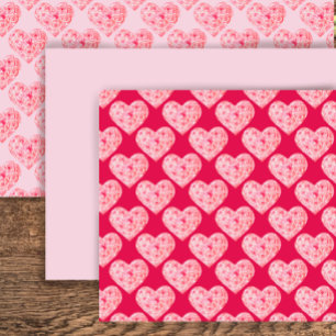 Blozend Roze Originele Aquarel Hartrozen Inpakpapier Vel