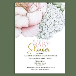 Blozend Roze Pioen Meisje Baby Shower Kaart