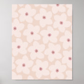 Blozend Roze Retro Bloem Poster (Voorkant)