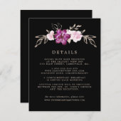 Blozend Roze Roos Paars GoudHuwelijksgast Details Informatiekaartje (Voorkant / Achterkant)