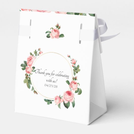 Blozend roze rozen bedankdoosjes (Achterkant)