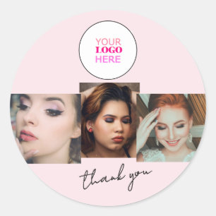 Blozend Roze Schrift Logo Foto Make-up Bedankt Ronde Sticker