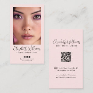 Blozend Roze Script Sociaal Icoon QR Code Foto Mak Visitekaartje