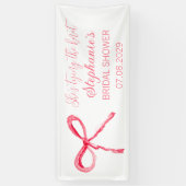 Blozend Roze Strik Zij knoopt de knoop Bruidsfeest Spandoek (Verticaal)