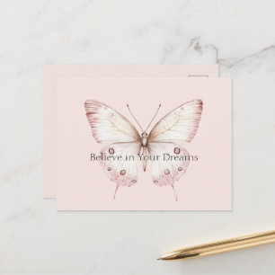 Blozend Roze Vlinder Geloof in Dromen Briefkaart