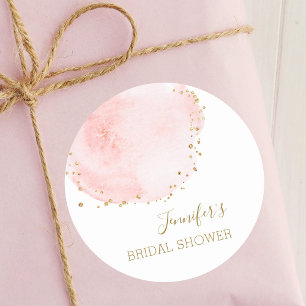 Blozende bloem gouden glitterstippen bruiloftsfees ronde sticker