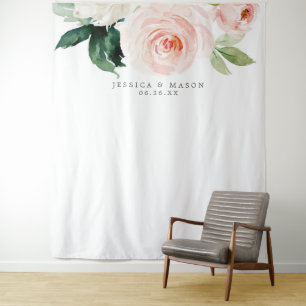 Blozende Bloemen Bruiloft Achtergrond Foto Booth Wandkleed