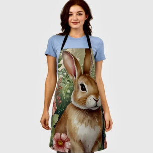 Blozende Bloemen en Konijnendromen All-Over Print  Schort