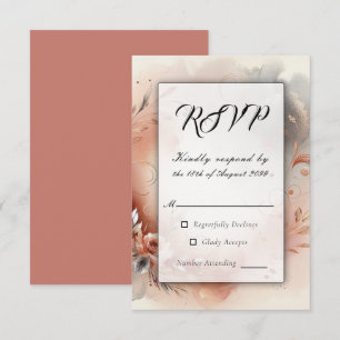 Blozende Bloemen en Zilveren Krullen Bruiloft RSVP Kaartje
