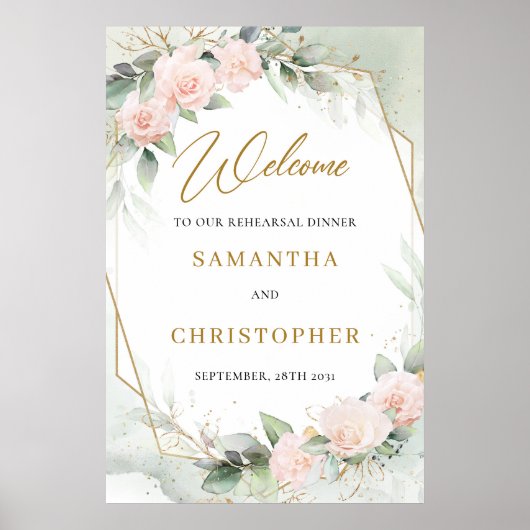 Blozende bloemen eucalyptus gouden proefdiners poster (Voorkant)