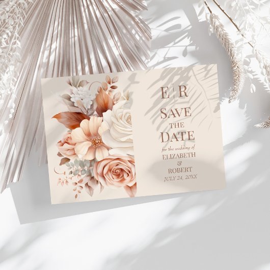 Blozende Bloemen Monogram Save the Date Kaart