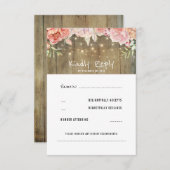 Blozende Bloemen Rustieke Slingerlampjes Trouw RSV RSVP Kaartje (Voorkant / Achterkant)