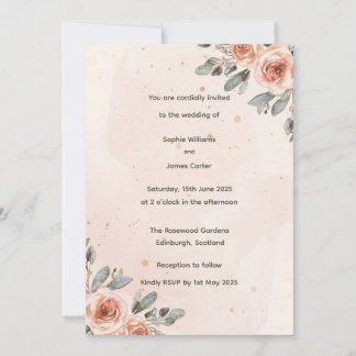 Blozende bloemenaquarel trouwuitnodiging kaart