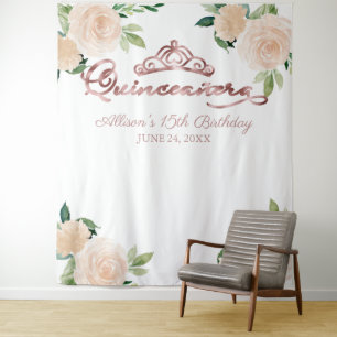 Blozende bloemenkleed voor Quinceanera Wandkleed