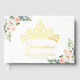 Blozende bloemenkroon Quinceanera-gastenboek Gastenboek