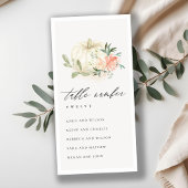 Blozende bloemenpompoen zitplaatskaart tafelnummer