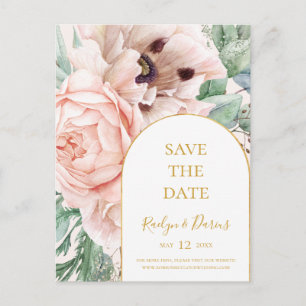 Blozende Bloementuin Pastel Kleuren 'Save The Date Uitnodiging Briefkaart