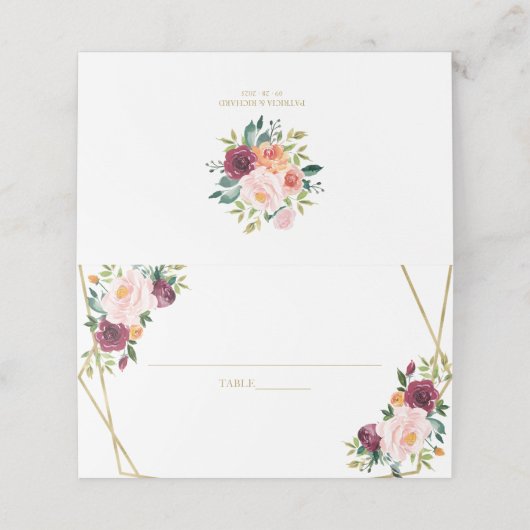 Blozende bordeauxroze waterverf bruidsdouche (Buitenkant ongevouwen)