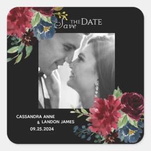 Blozende Bourgogne Foto Bloemstuk Elegante Waterve Vierkante Sticker