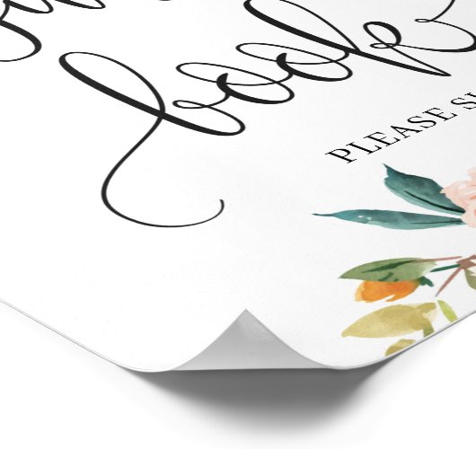 Blozende burgundy oranje groen guestboek bord poster (Hoek)