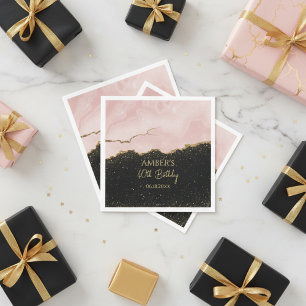 Blozende Champagne Gouden Glitter Abstract Aquarel Servet