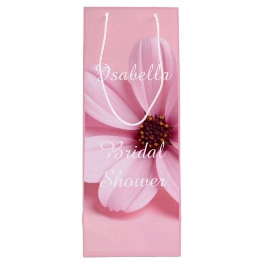 Blozende Cosmos Bloemale Bruiloftsfeest Script Ont Wijn Cadeautas (Achterkant)