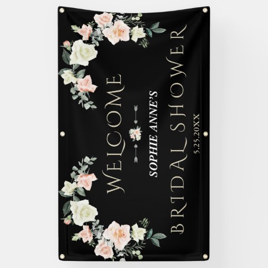 Blozende Crème Bloem Bruiloft Ontvangstbord Spandoek (Verticaal)