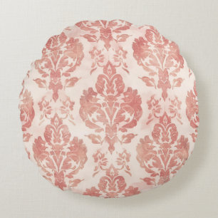 Blozende Damast Aquarel Bloem Vintage Patroon Rond Kussen