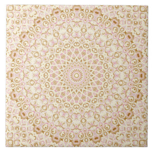 Blozende en gouden decoratieve mandala tegeltje