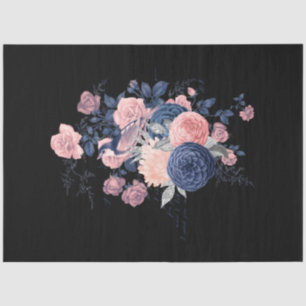 Blozende en marineblauwe bloemenselectie Serie 15 Tissuepapier