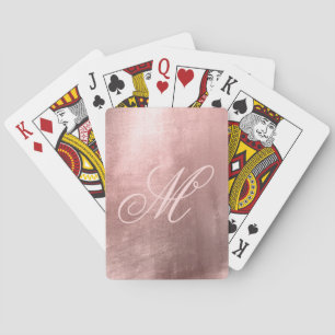 Blozende Fancy Monogram Glanzende Nep Roos Gouden Pokerkaarten