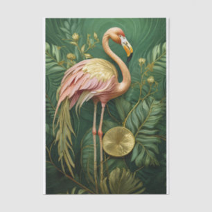 Blozende Flamingo Glanzend Goud, Elegant Tissuepapier