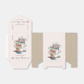 Blozende gestapelde cups bloemige bruiloft theepar bedankdoosjes (Uitgevouwen)