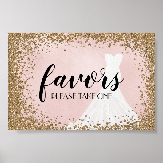 Blozende Glitter Bruidsjurk Bruiloft Favorieten Poster (Voorkant)