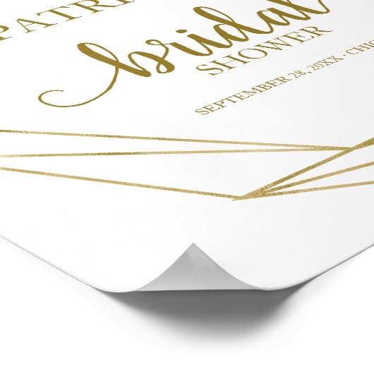 Blozende Gouden Geometrische Bloemrijke Bruidscade Poster (Hoek)