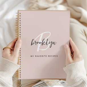 Blozende grijs witte Monogram Receptenboek Notitieboek