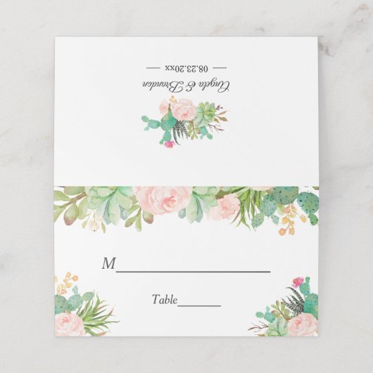 Blozende groene succulente cactus bloemige bruilof (Buitenkant ongevouwen)