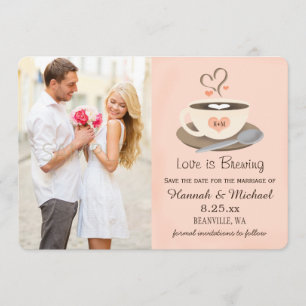 Blozende koffiekop Monogram Hart Save the Date