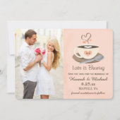 Blozende koffiekop Monogram Hart Save the Date (Voorkant)